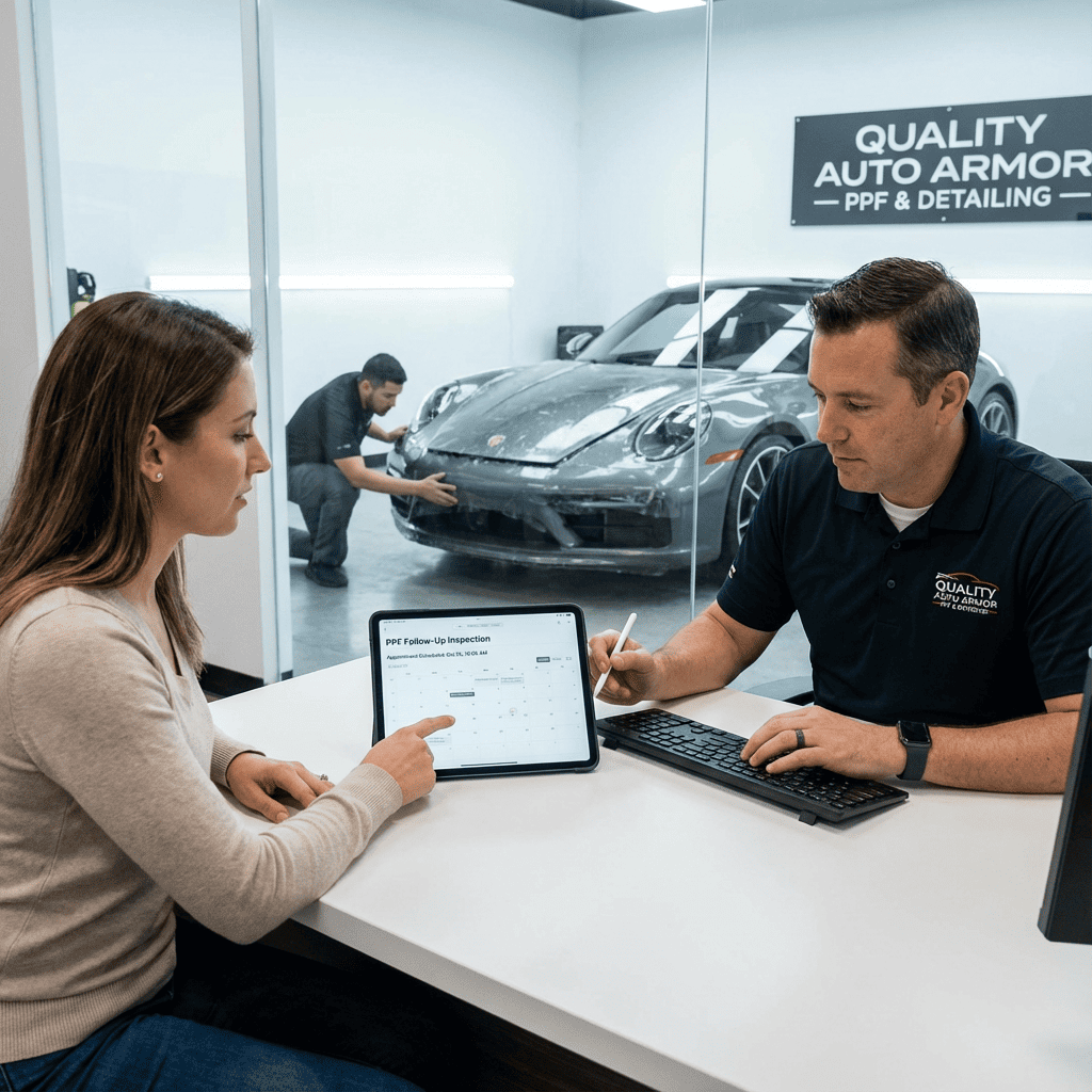 A split image showing a perfectly wrapped car corner on one side, and a corner with a slight lift and a trapped piece of [dust](https://www.reddit.com/r/CarWraps/comments/1by72pt/how_to_remove_dust_and_debris_from_car_wrap/)[^4] on the other