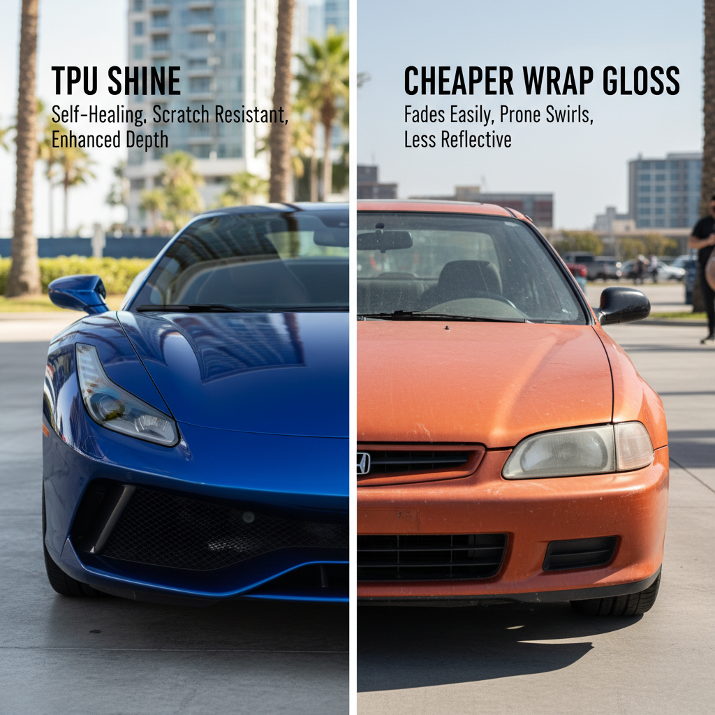 Comparison of car wraps: premium vs. budget options.